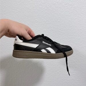 Reebok Black & White Court-Style Sneaker with Brown Sole